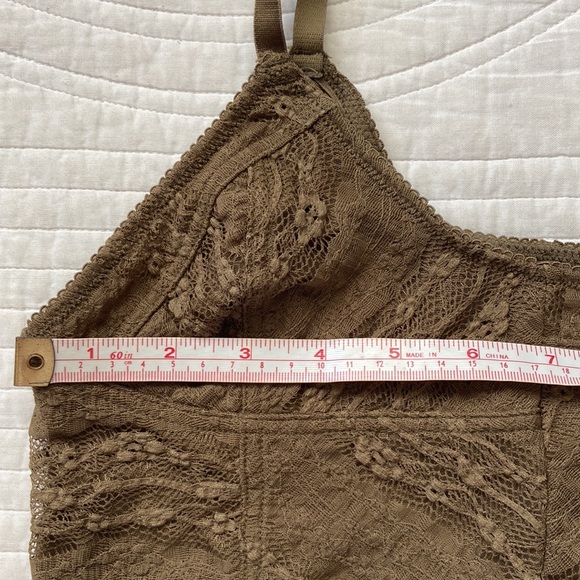 Free People Longline Bralette Lace Bustier Dark Olive Small - Picture 12 of 16